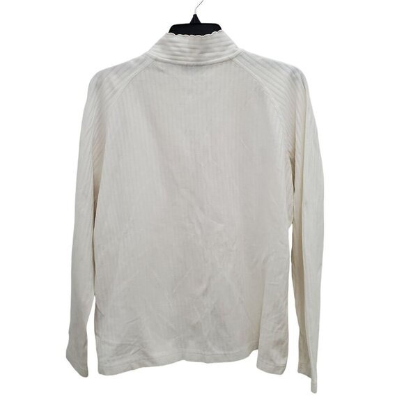 QPS Womens Vintage 80s 90s White Ribbed Cottagecore Lace Embroidered Button Up L - Picture 8 of 8